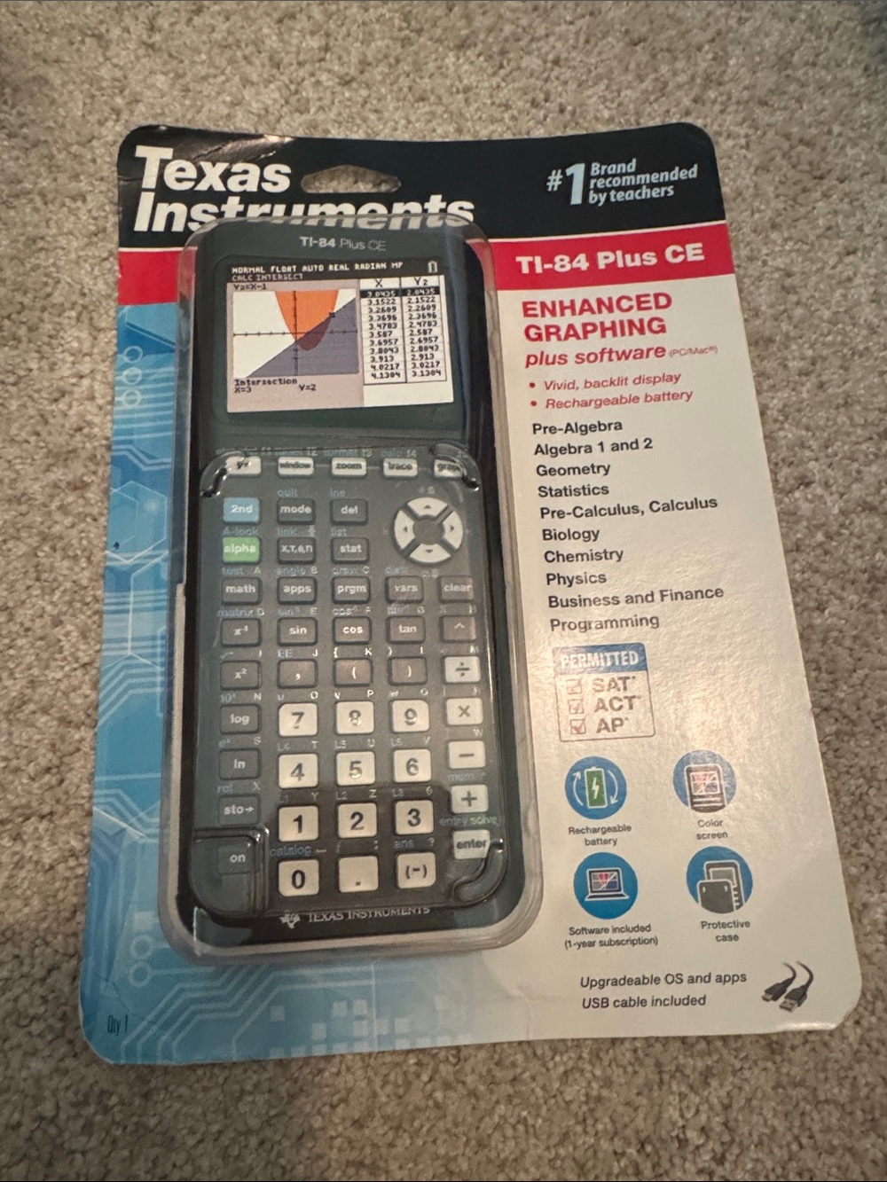 Texas Instruments TI-84 Plus CE Graphing Calculator - Black and White